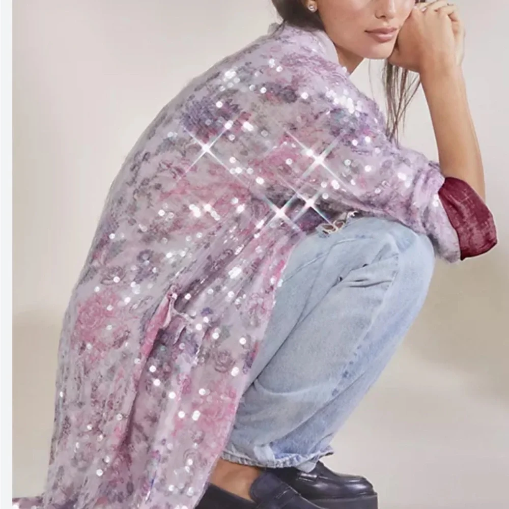 Free People Fuchsia Sequin Jacket S - Picture 3 of 7
